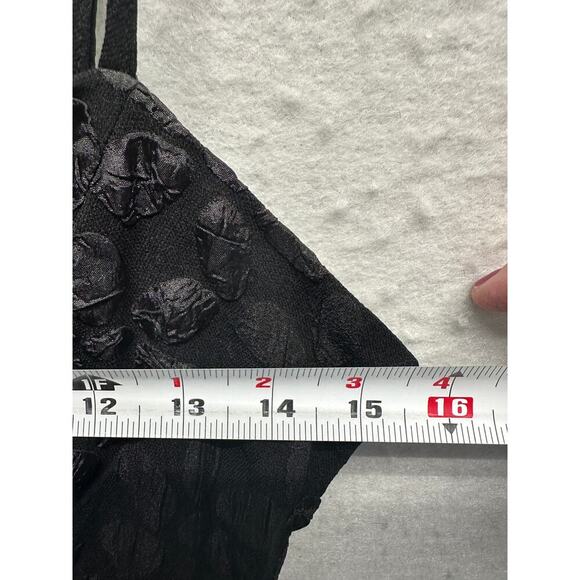 TCEC‎ Black Mini Dress Lacy Witchygoth Rave Spaghetti Strap Y2K Blousy Hem - Picture 5 of 12